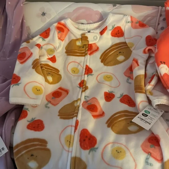 NWT Lot of 3 Carters Zip Up Fleecy Pajamas One Pieces 18 months - Picture 5 of 9